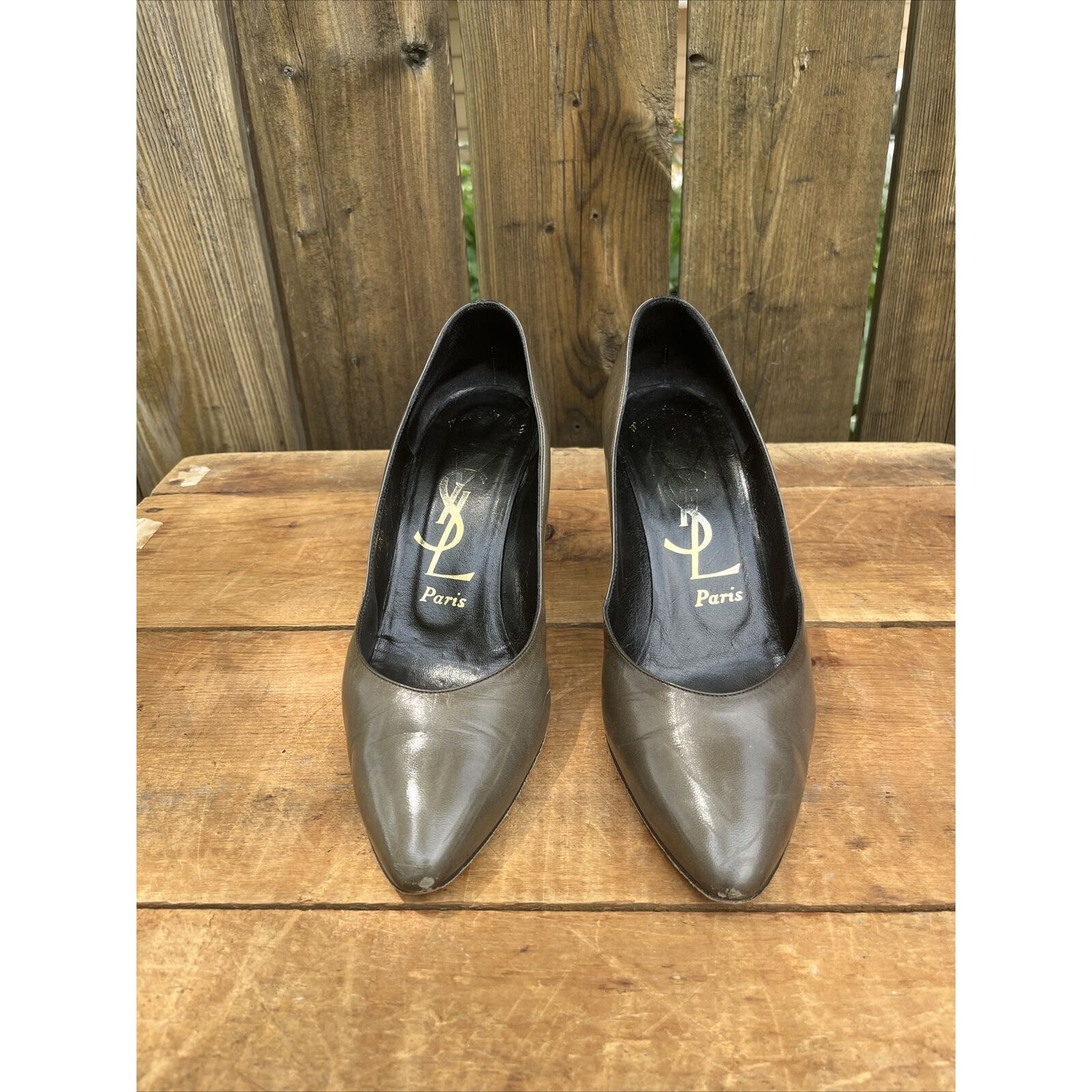 Scarpa a pompa vintage YSL Saint Laurent Paris 80 taglia 8 M Parigi Made in Italy