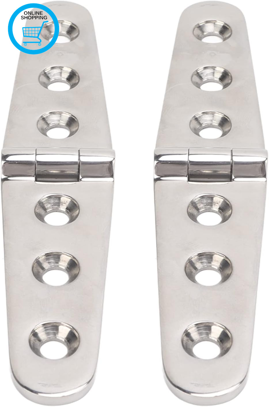 Pair 316 Stainless Steel Strap Hinge, 3 Holes Heavy Duty Marine Boat Door Hinge,