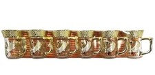 6 Piece Turkish Qehwa Glass Cup Set – Gold Trim Handle Coffee Cup Green Tea