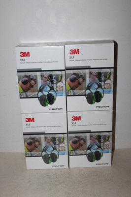 3M Peltor X1A Earmuffs, 22 Db Nrr, Green Lot of 4