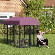 Dog Kennel with Rotating  Adjustable Bowls, 7.9' x 4' x 6'
