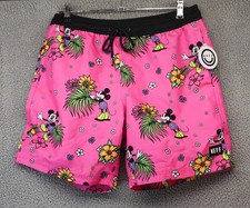 Neff Disney Mickey Mouse Men Medium Swim Trunks Pink Floral