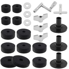 Cymbal Replacement Accessories Set Felts Sleeves 23 Pcs Black for Drums