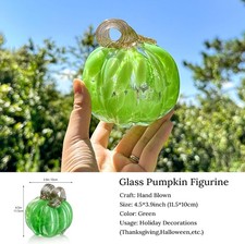 5 Inch Hand Blown Glass Pumpkin for Decorating Crystal Pumpkin Fall Light Jade