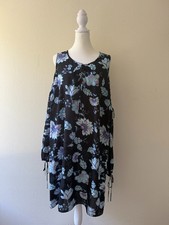 JCPenney Boutique+ Sweet Sensations Dress Size 1X Black Floral Cold Shoulder NWT
