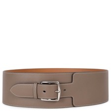 72867 auth HERMES Etoupe Evergrain leather 2010 ROMY 80 Belt 85