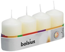 Image of BOLSIUS Pillar Candles 2.4 x 1.6 inches Ivory Tray of 4 60/40mm
