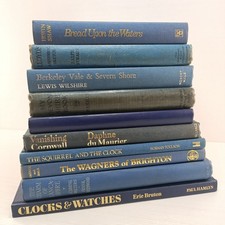 10x Vintage Blue Navy Hardcover Books Shelf Decor Fill Staging Props 25cm Linear
