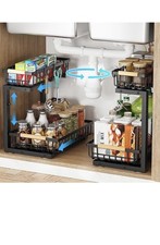Under Sink Organizer 2 Tier Under Sink Organizers  Storage Metal Slide out Pull