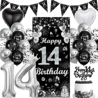 Deko 14. Geburtstag Junge Luftballons Banner - 14 Geburtstagsdeko Happy Birthday