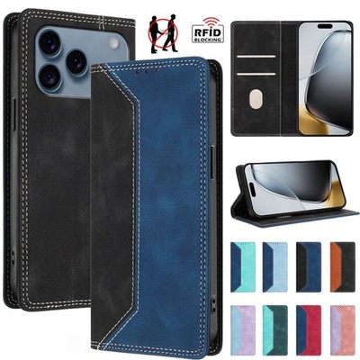 For iPhone 17 Air 16E 15 Pro Max 14 13 12 RFID Blocking Case Wallet Flip Cover