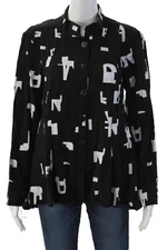 Trine Kryger Simonsen Womens Black Graphic High Neck Jacket Size 36