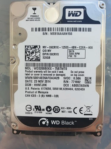 Western Digital 320GB WD3200BEKX-75B7WT0 2.5" SATA HARD DRIVE WD - DCM: HHNTJHK
