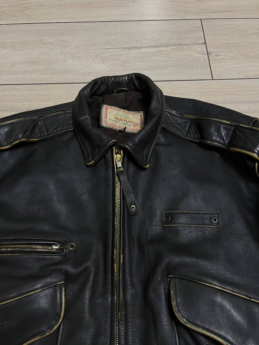 Vintage Rare Lee Trevor Men's Leather Jacket Motorcycle Insulated
