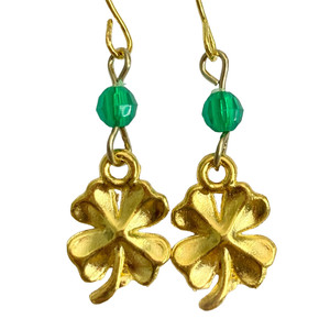Authentic The Emerald Talisman Gold- Plated Four- Leaf Shamrock Earrings For Fortune And Vitality