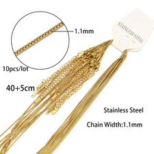 Stainless Steel Paperclip Link Chain Necklace Gold Plated 2mm Jewelry 10PCS