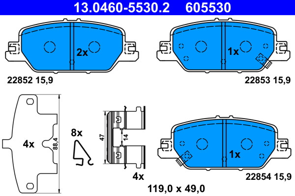 Rear ATE 13.0460-5530.2 Brake Pad Set, disc brake for HONDA