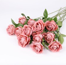 12 Pcs Artificial Rose Flowers, Silk Roses with Long Stems, Realistic Fake Roses