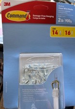Command Damage Free Hanging Medium Clear Wire Hooks 14 Hooks Open box