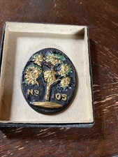 Fire Mark No. 105 3&rdquo;x 2 1/2&rdquo; In Orig. Box Replica & Card Akron Brass Co. Wooster