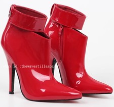 Women's Ankle Boots Pointy Toe Stilettos High Heel Shoes Party Patent Leather L