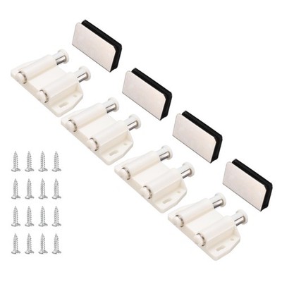 4Pcs Double Magnetic Touch Push Open Latch for 3-6mm Glass Door, Brushed Silver