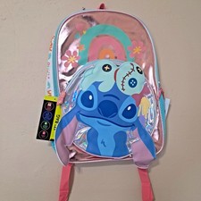 Disney Stitch Backpack 17" Aloha School Book Bag Pink Blue New