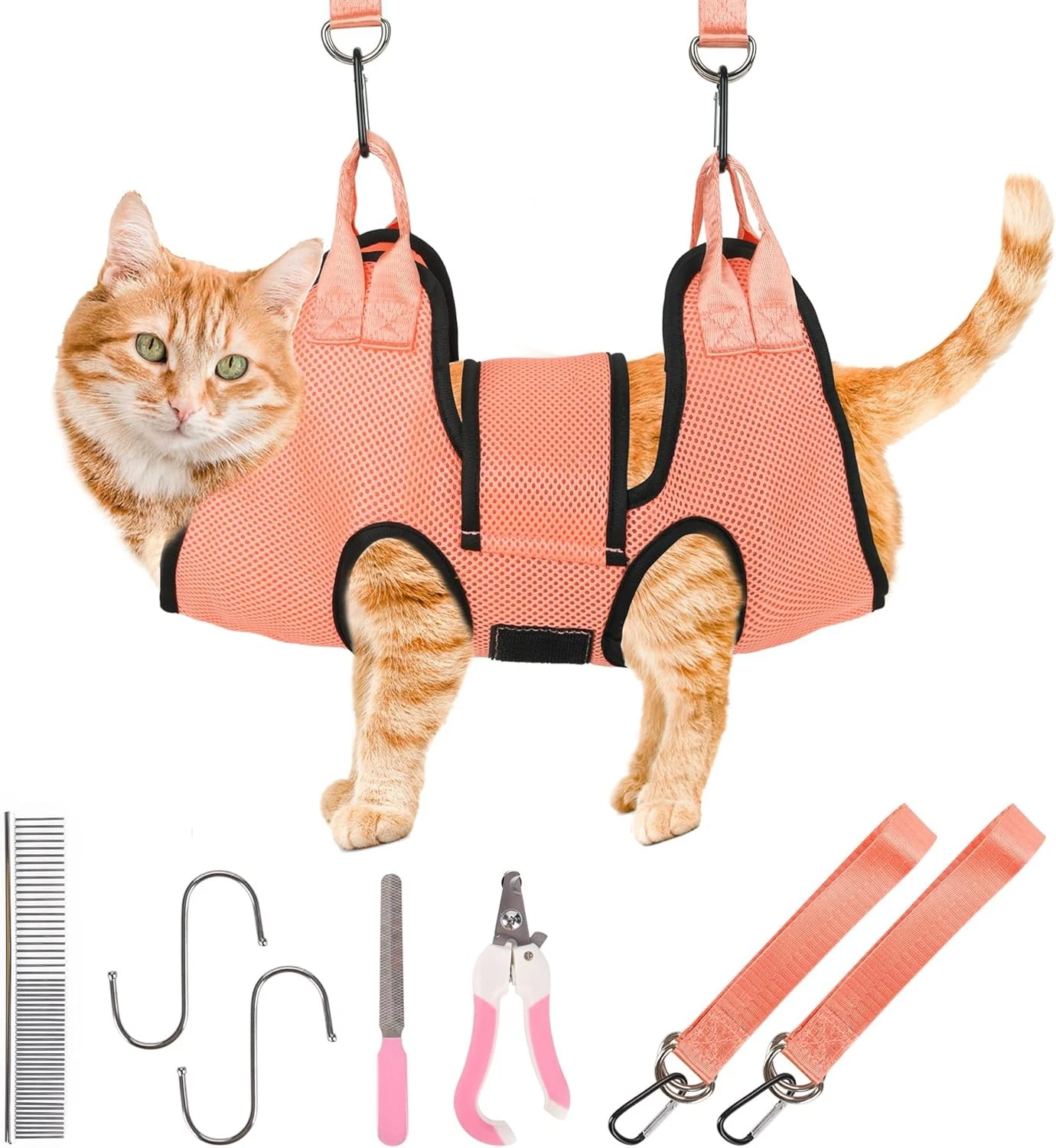 PatiencET Dog Grooming Hammock, Pet Hammock for Cats & XS, Orange