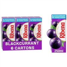Ribena Blackcurrant Juice Drink Cartons - Rich In Vitamin C, Multipack 6 x 250ml