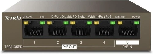 Tenda TEG1105PD, 5 Port Gigabit PoE Switch with 4 PoE Ports @30W, Unmanaged H...