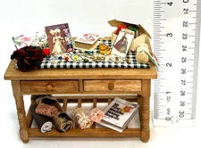 Artisan Sewing Table Dollhouse Miniature Furniture Signed Taylor Jade 1:12