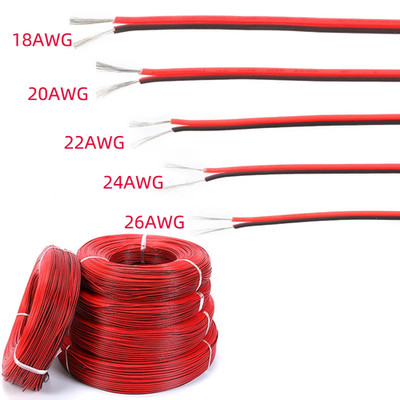Tinned Copper 2 Pin Electrical Wire, 18-26 AWG, PVC Insulated, Red/Black