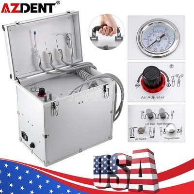 Portable Dental Mobile Delivery Unit Rolling Case Suction Air Compressor 4Holes