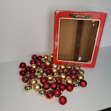 Christopher Radko SHINY BRITE 50 Mini CHRISTMAS ORNAMENTS Red Gold Glitter