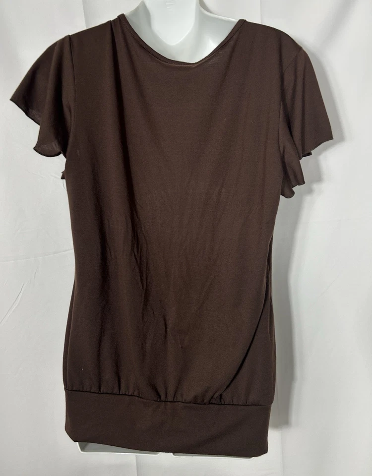 JKLA Y2K Bubble Top Women XL Halter Wood Bead Brown Boho Forest Fairy Grunge USA - Image 4 of 4