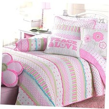 3 Piece Greta Pink Pastel Full/Queen Pink, Blue, Green, White, Multi-color