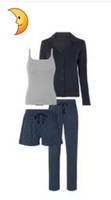 Damen Pyjama, 4 - Teiliges Pyjama - Set, Schlafanzug - Set