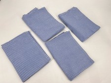 4 Pottery Barn Kids Gingham Blue White Valances Window 48x16