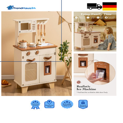 ROBUD Holz Spielküche mit Eiswürfelspender für Kinder ab 3 Jahren