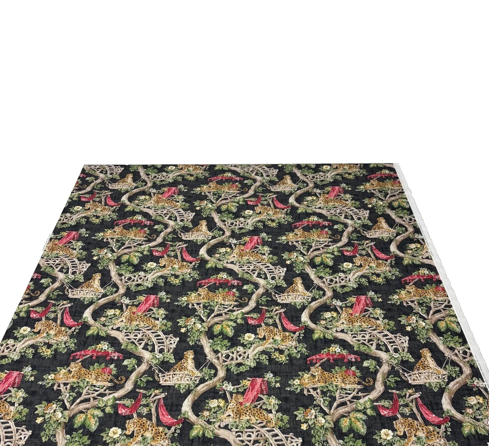 P KAUFMANN LAZY DAYS CARAWAY TECIDO DE ALGODÃO LEOPARDO PRETO POR JARDA 54"W - Imagem 2 de 4