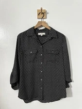 Women’s Loft Black Geometric Blouse Medium Workwear