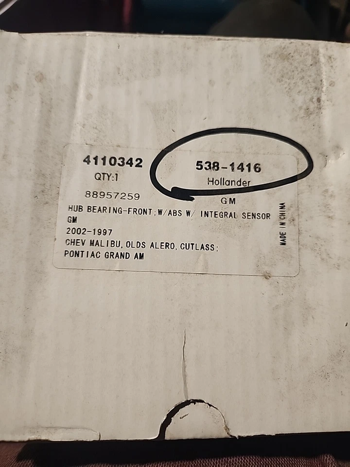 前轮轴承轮毂适用于雪佛兰 Malibu Pontiac Grand Am Olds Alero Cutlass — 第 2/2 张图片