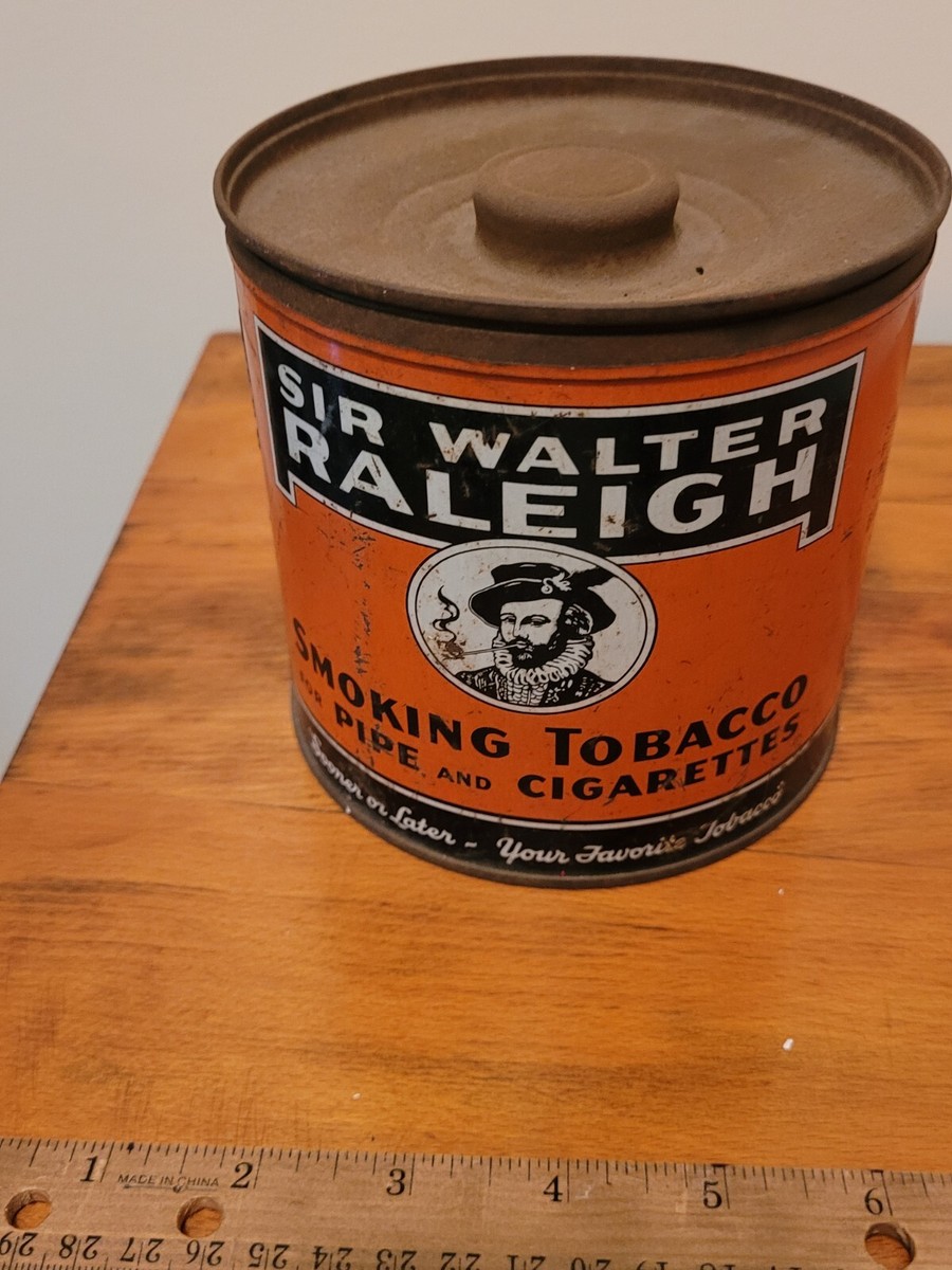 men's tobacco tins Vintage Sir Walter Raleigh Smoking Tobacco Tin-4 3/4
