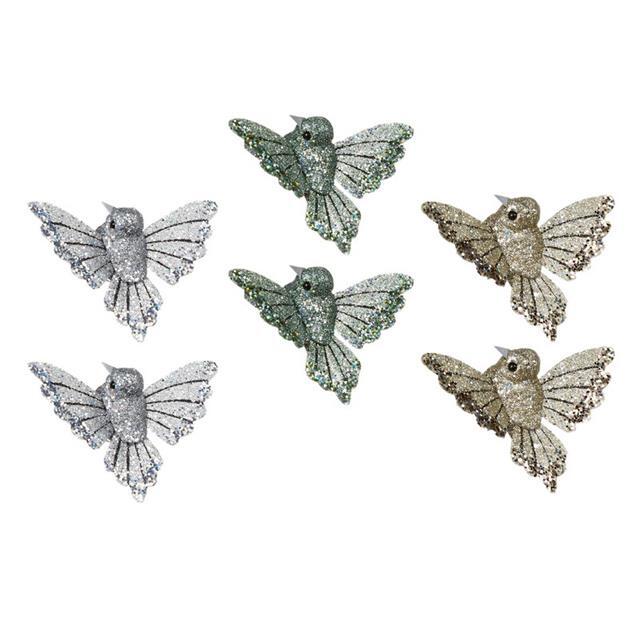 Premier Set-2 10cm Glitter Bird - 3 Asst Christmas Decoration (1 Sent)