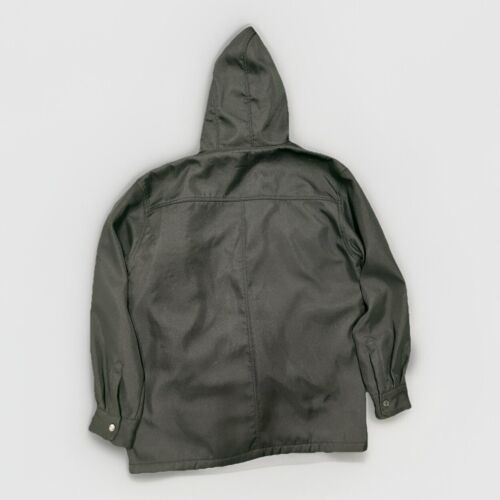 Wrangler Black Hooded Canvas Fleece Lined Work Jacket Sz Large 42-44 - Picture 2 of 4
