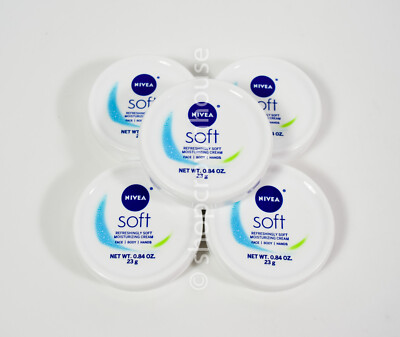 5 jars Nivea SOFT Refreshingly Soft Moisturizing Cream Face Body Hands 0.84 oz