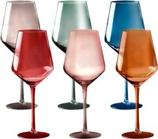 Colored Goblet Wine Glasses Set of 6,18ozCrystal Unique Fall Drinking GlassCups