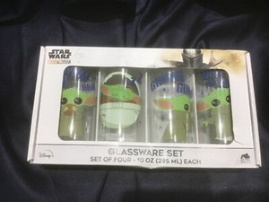 STAR WARS BABY YODA MANDALORIAN GLASSWARE SET OF 4 10 OZ new in box! EXCELLENT!!
