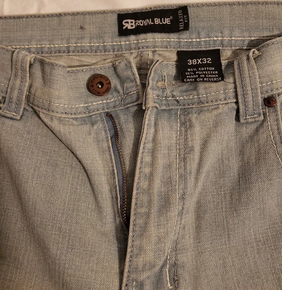 Gua De Talla Pantalon 32 X 32 Men's Royal Blue Relaxed Fit Denim