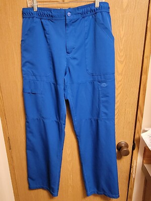 Blue Unisex Scrub Pants By Dickies Sz Lg Excellent Condition Button Zip Closure 
